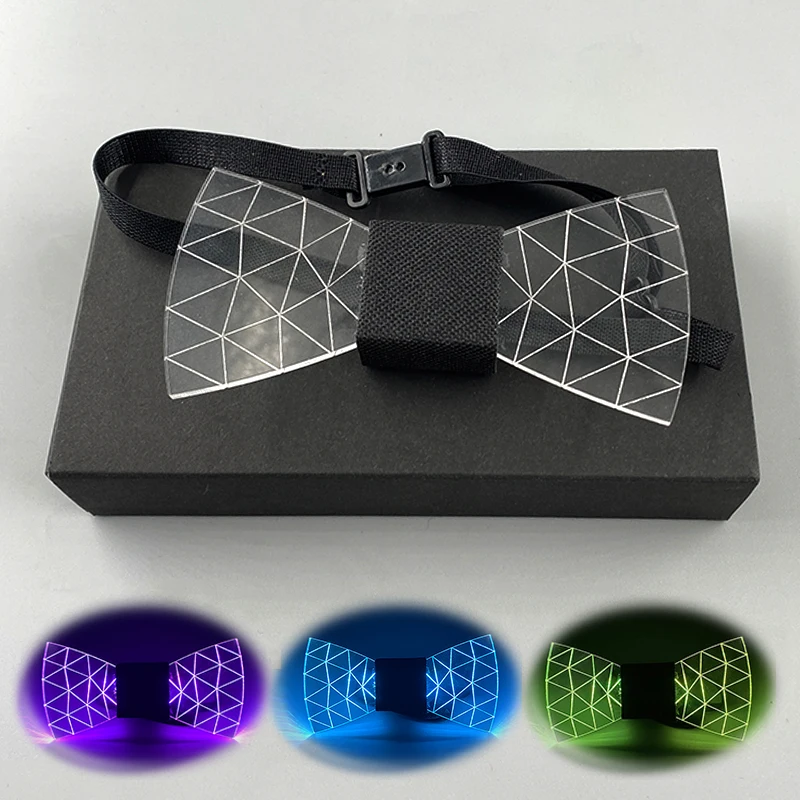 New LED Light up Mens Bow Tie Luminous Necktie Wadding Party Christmas Costume Glowing Bow tie Dance Party Supplies