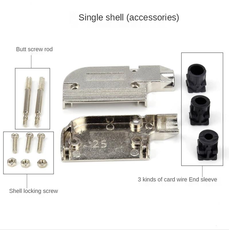 DB25-carcasa de codo de 90 grados, conector macho hembra de 25 pines, carcasa de salida de 90 grados, componentes de ordenador