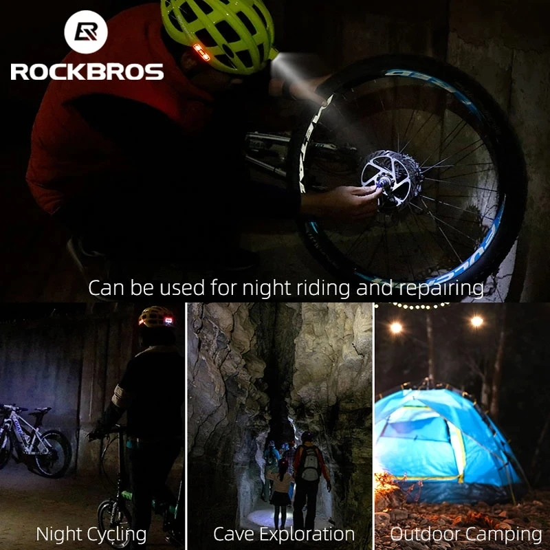 ROCKBROS Bike Headlamp Night Cycling Helmet With Glowing Headlight Warning Light MTB Bicycle Helmet Rechargeable Sport SafetyCap