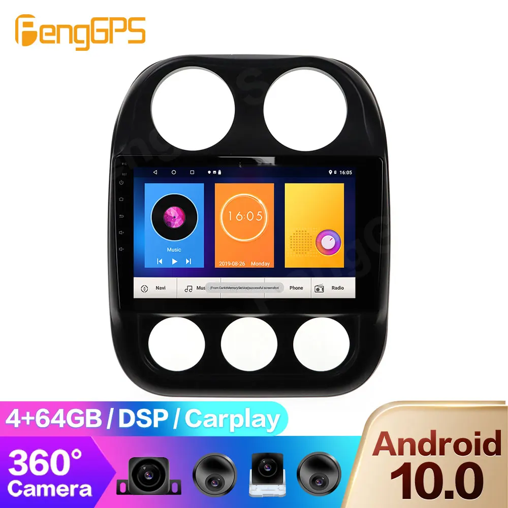 

For Jeep Compass 2010-2016 Android Radio Multimedia 2 Din DVD Player GPS Navigation Touch Screen Headunit 360 Camera PX6 OBD2