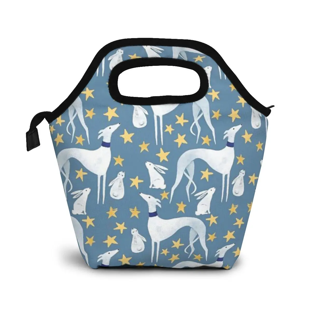 Hare And Stars Portable Lunch Bags Women Greyhound Ice Cooler Picnic Bags Insulated Thermal Lunch Box Kids School Food Bag