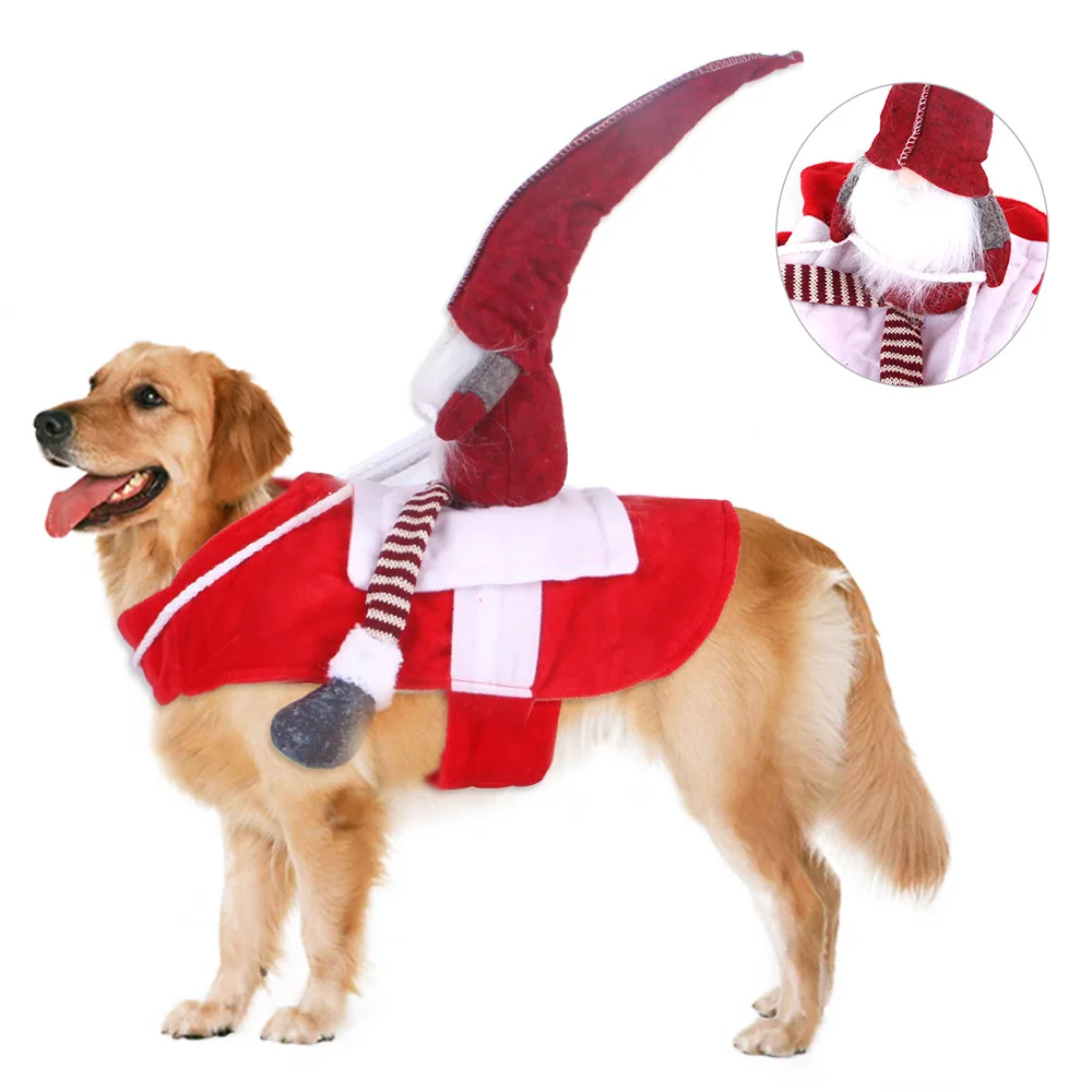 Cute Dog Costume Horse Riding Pet Clothes Christmas Carnival Coat Xmas Jacket Festival Clothing For Golden Retriever Labrador