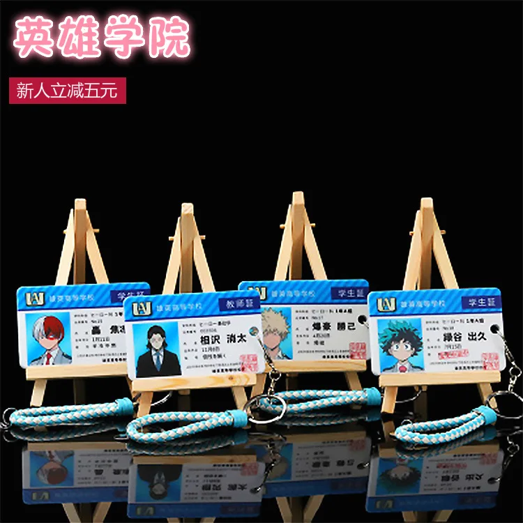 Anime Comics My Hero Academia Key Chain Student Card Bus Card Set Cosplay Bakugou Katsuki Todoroki Shoto Campus Student ID