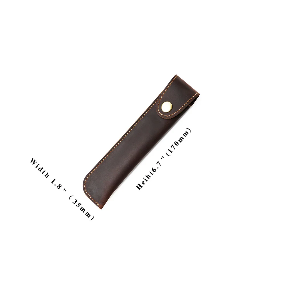 Leather Pen Case Handmade Cowhide Stationery Button Retro Creative Style Office School Boy Girl Friend Gift High Quality