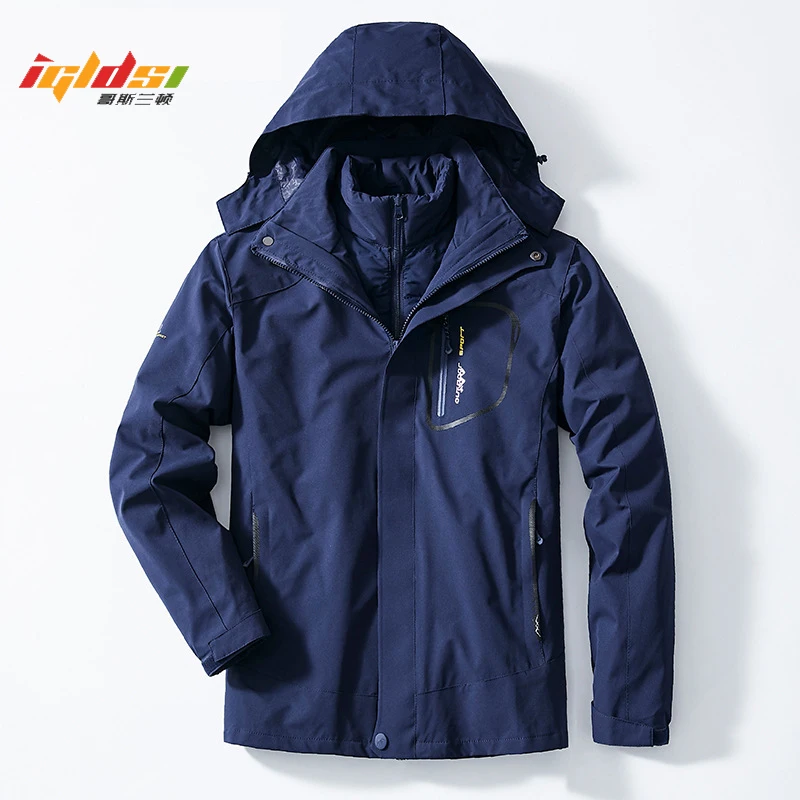 

Winter Down Jacket Coats Men Fashion 2 in 1 Outwear Thick Warm Hooded Down Parka Patchwork Waterproof Windbreaker Outdoor Coats