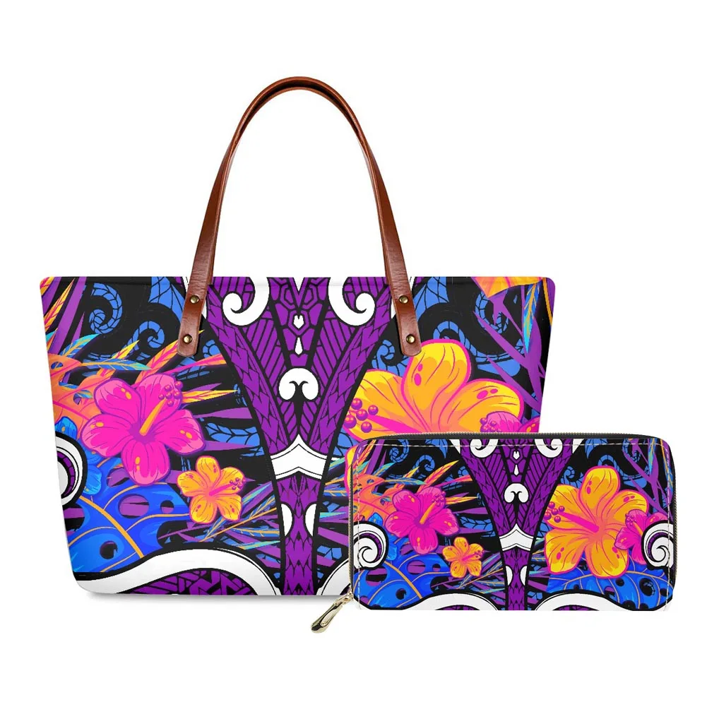 Tote Bags For Women Polynesian Tribal Hawaii Floral Pattern Travel Luxury Bag Tote Card Phone Makeup Bag Clutch Bag