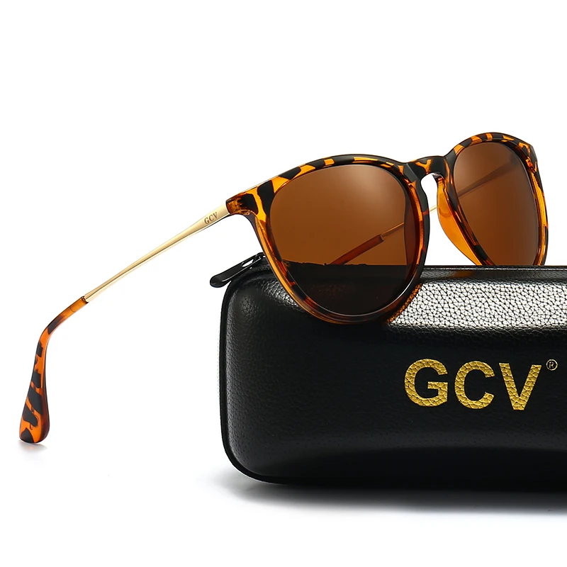 GCV New Fashion Round Sunglasses Polarized Women Classic Retro Sun Glasses For Men Driving Unisex Eyewear UV400 lentes de sol