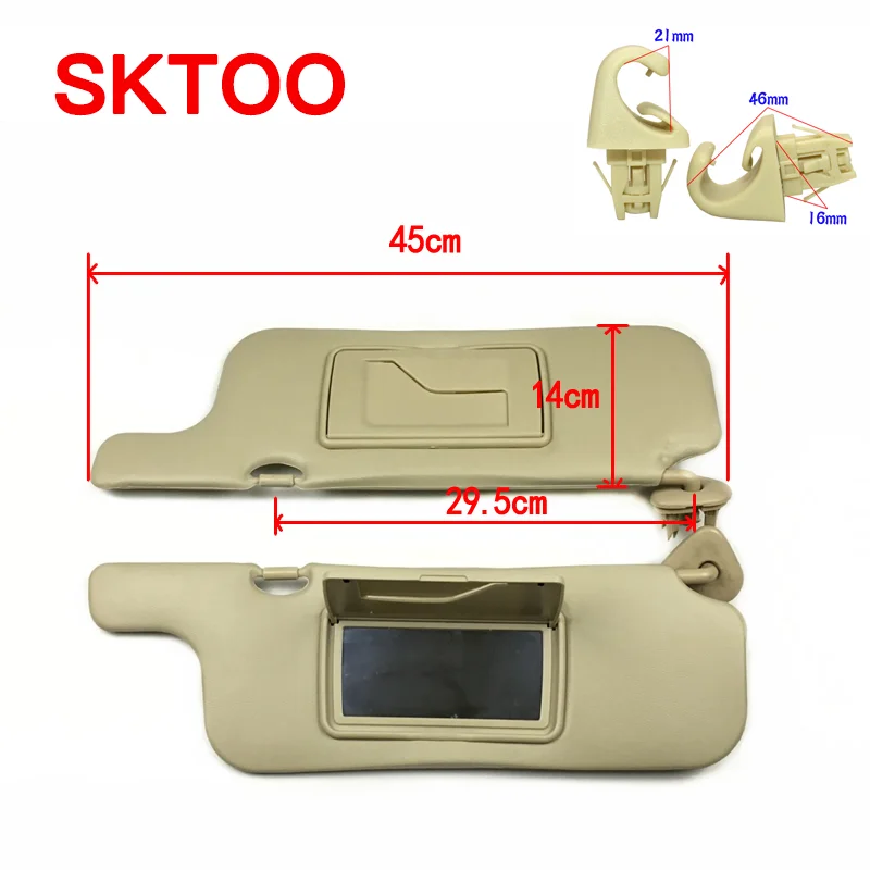 SKTOO For Toyota Corolla 2003-2012 Beige Inner Front Windscreen sun visor with makeup mirror