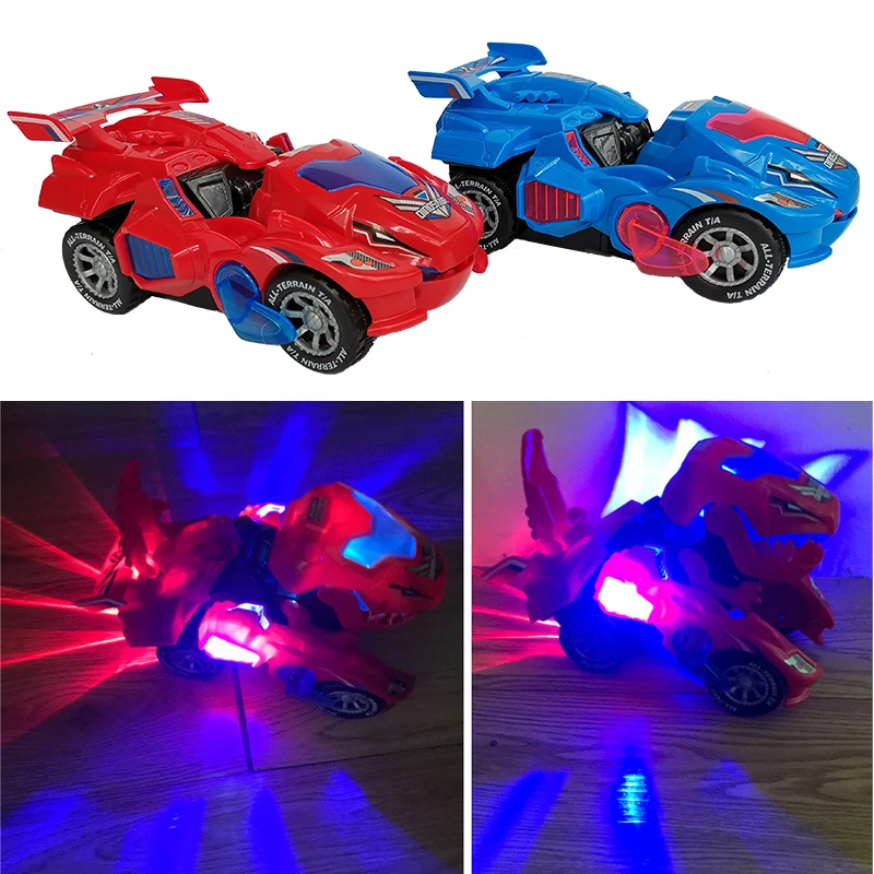 Voiture à roue universelle, jouet Musical pour enfants, jouet lumineux, déformation de direction automatique, voiture dinosaure