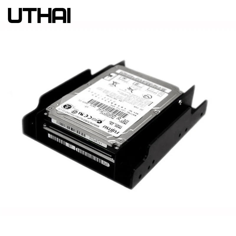 UTHAI G19 Pegangan Hard Disk Plastik Braket 2.5 Inci Hingga 3.5 Inci Lapisan Ganda Adaptor Solid State SSD Mekanis Laptop