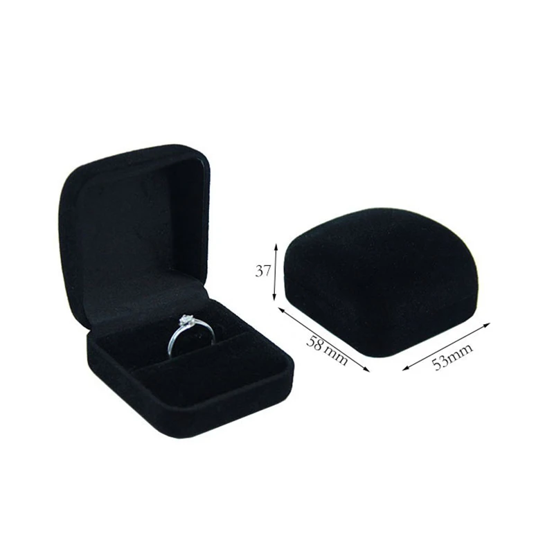 Wholesale Ring Packaging Box Black Velvet Jewelry Display Storage Foldable Case For Wedding Ring Valentine's Day Gift Organizer