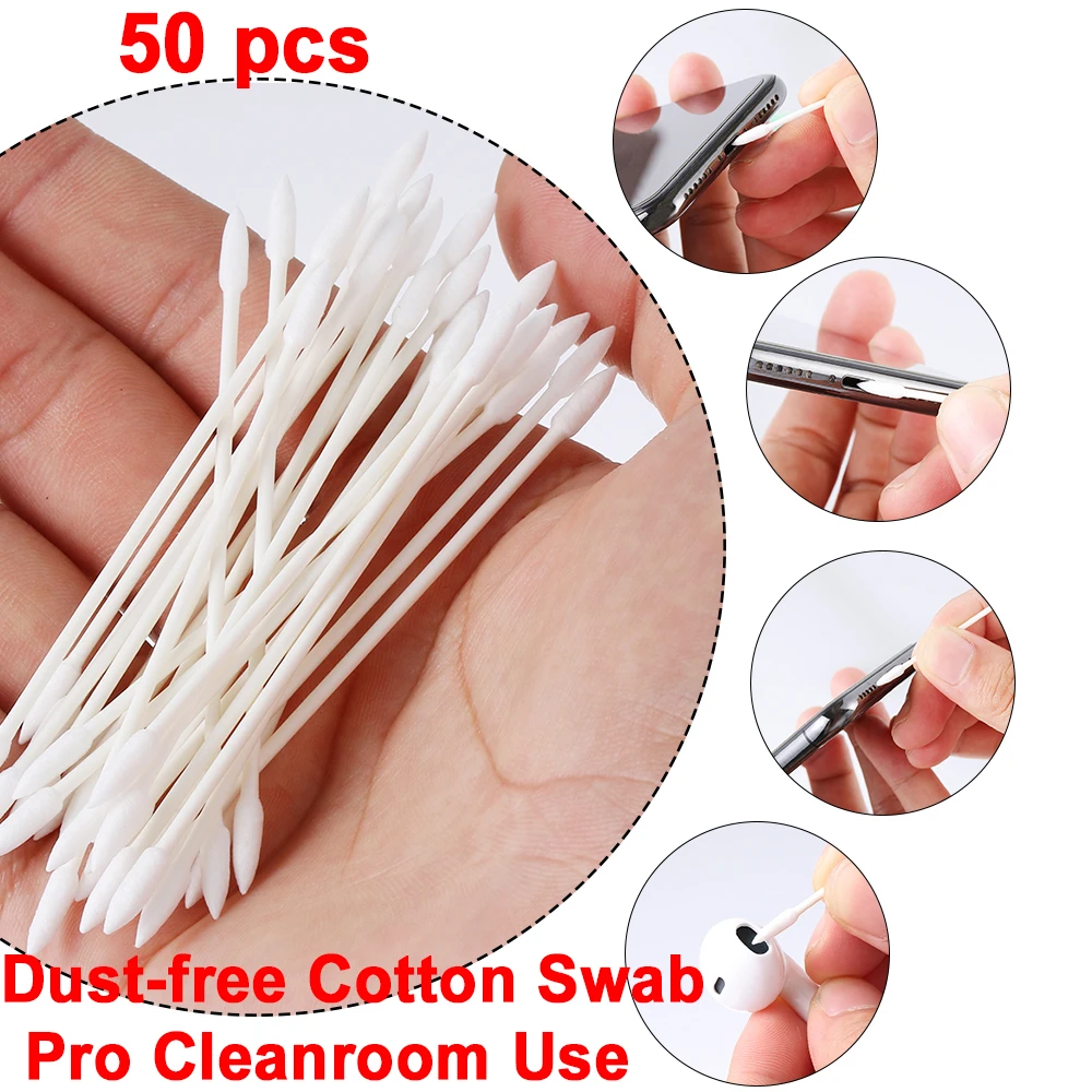 25/50PCS Swab For Apple Airpods Case For AirPods Earphone Phone Charge Port Apple Airpods Cotton Disposable Stick Cleaning Tool