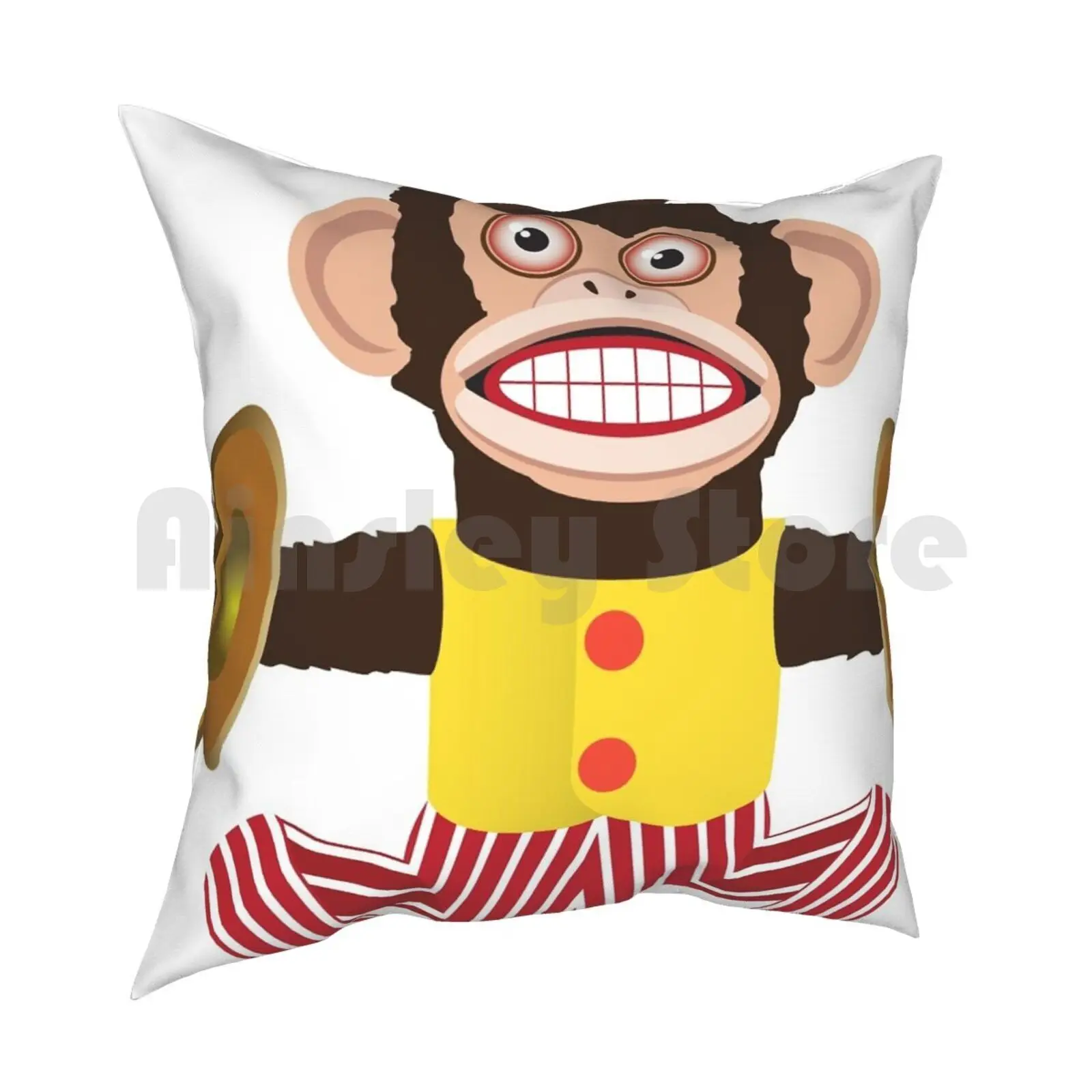 Monkey With Cymbals. Pillow Case Printed Home Soft DIY Pillow cover Monkey With Monkey Evil Music Monkey With Cymbals Toy