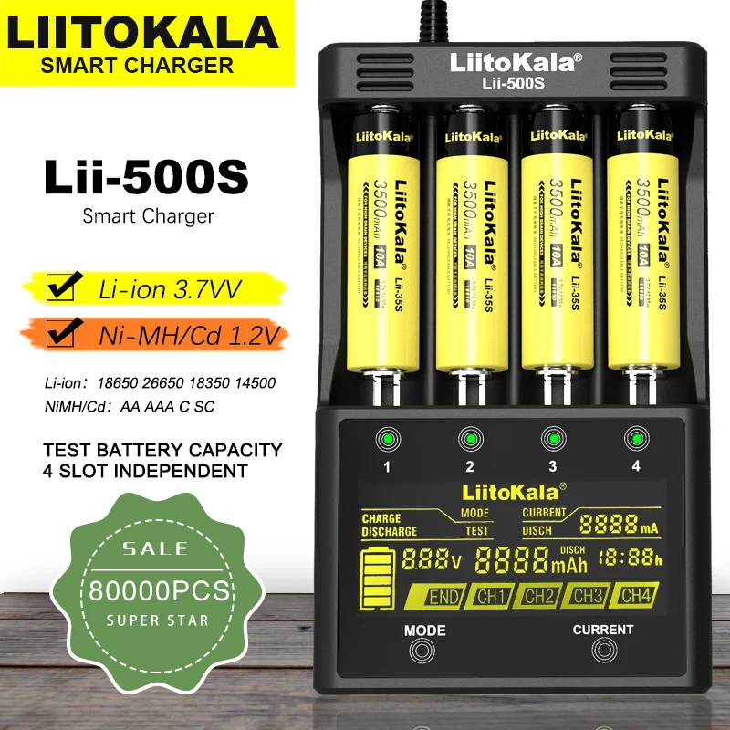 Liitokala Lii-500 Lii-500S 18650 baterii ładowarka 21700 26650 AA AAA dla 18350 18500 16340 17500 25500 10440 lifepo4 płytki pcb