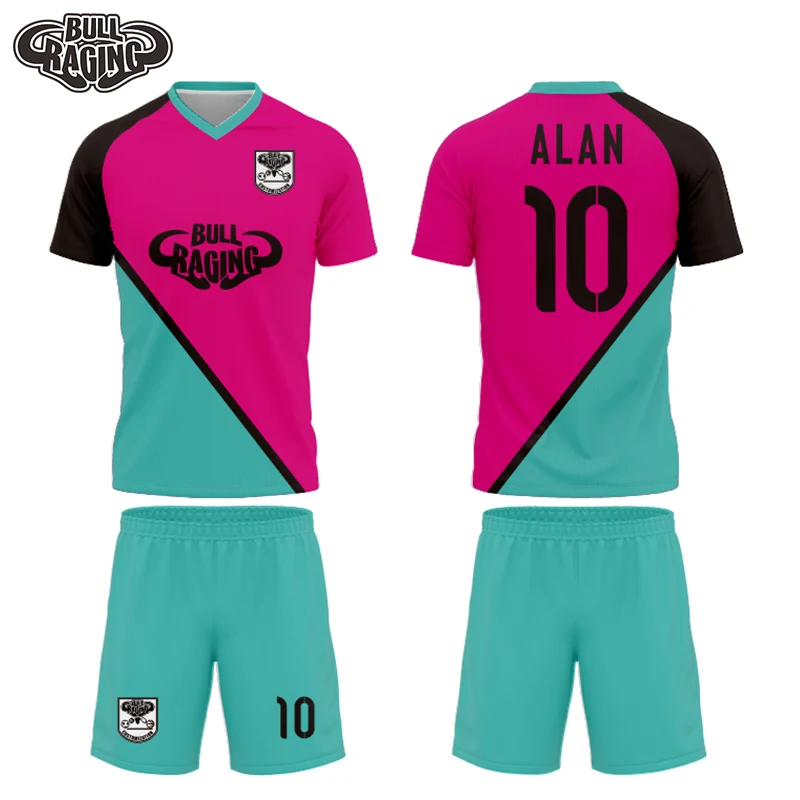 Supliamtion-camisetas de fútbol para hombre y mujer, uniforme de fútbol, color negro y rojo