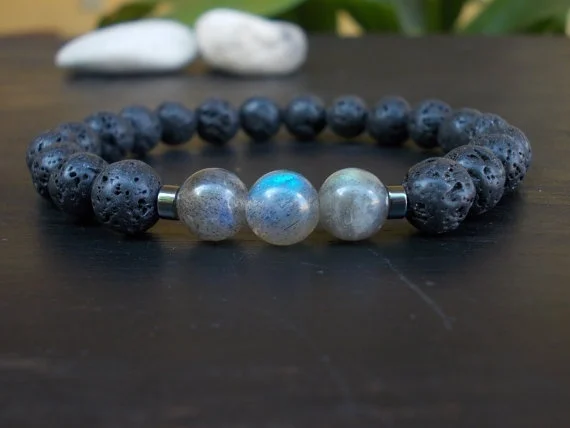 Labradorite Lava bracelet Lava bracelet Men Lava bracelet Protection bracelet Labradorite bracelet