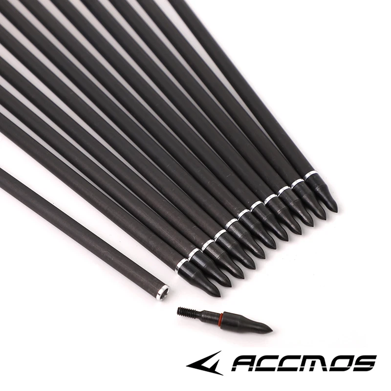 6/12pcs ID 6.2mm Pure Carbon Arrow Spine 250 300 350 400 500 600 700 800 Carbon Arrow For Recurve Compound Bow Hunting Shooting