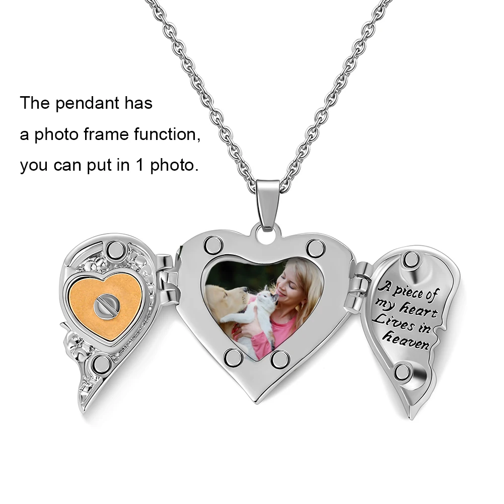 A piece of my heart Lives in heaven Urn Necklace for Ashes Heart Angel Wings Keepsake Memorial Cremation Jewelry Dropshipping