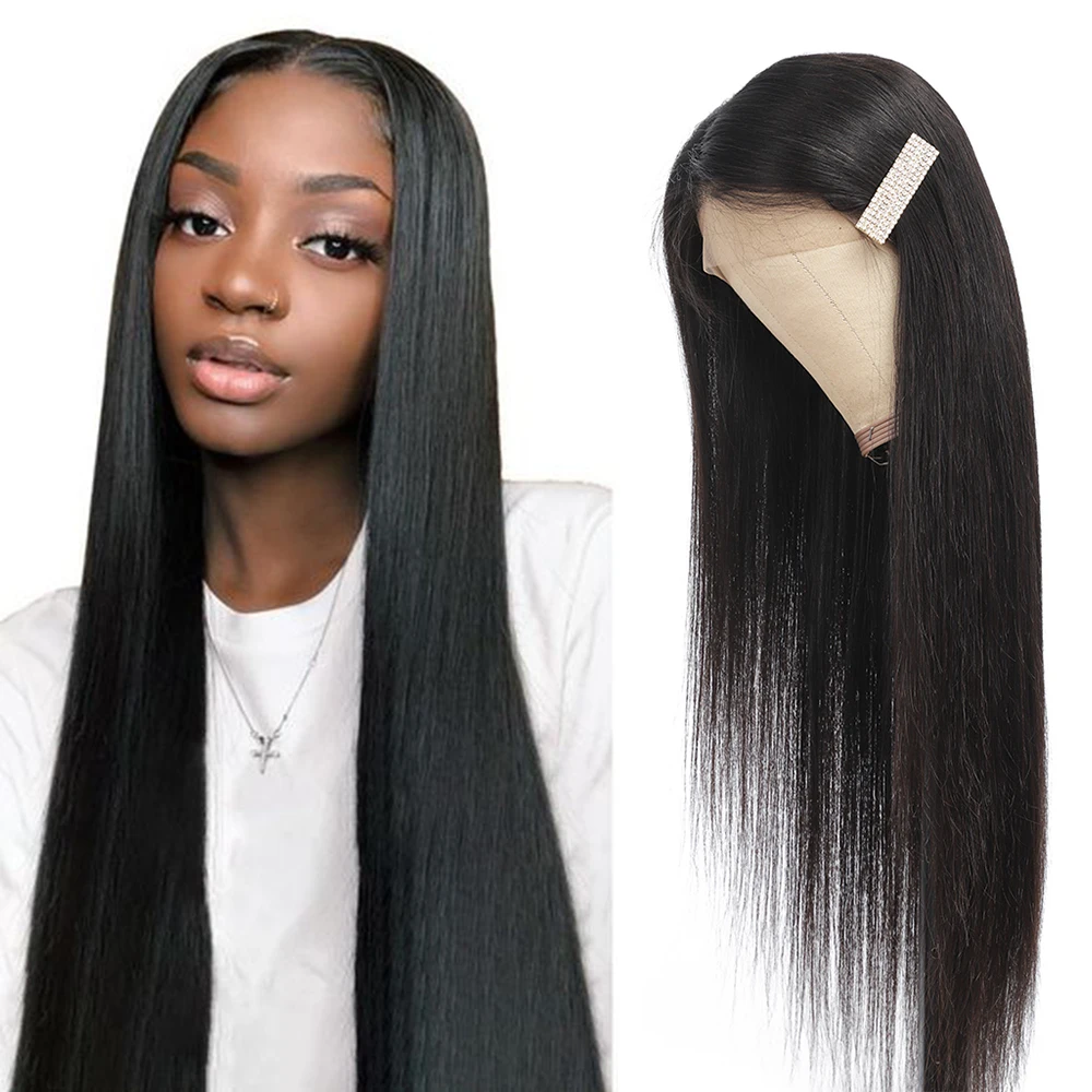 Unprocessed Peruvian Straight Wig 13X4 Lace Frontal Human Hair Wig HD Transparent Lace Wigs For Women 250 Density Pre Plucked