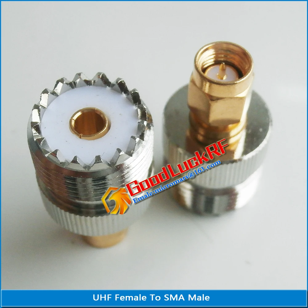 UHF PL259 SO239 To SMA Connector Coax Socket SMA Male To UHF Female Plug solid UHF - SMA Brass Straight RF Coaxial Adapters