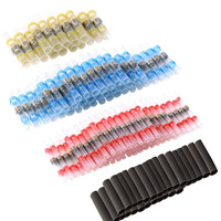 30/100PCS Solder Seal Wire Connectors Heat Shrink Tube Fast Butt Connectors Waterproof Insulated Electrical Wire Terminals