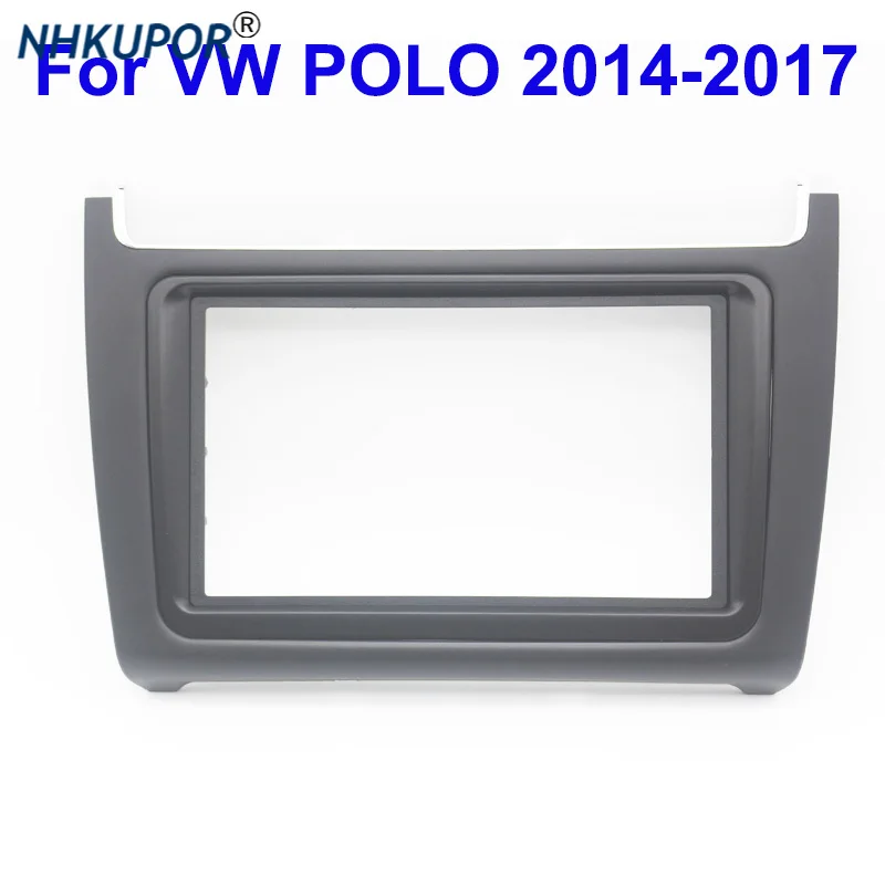Soporte de consola central Interior ABS, Panel embellecedor de bisel, marco de placa frontal de Radio DVD para VW POLO 2014 2015 2016 2017, Kit de marco