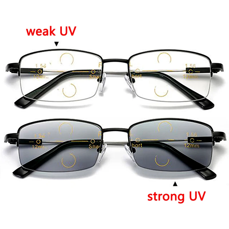 

Flexible Photochromic Progressive Multifocal Reading Glasses Unisex Anti Blue Light UV Protection Presbyopic Glasses