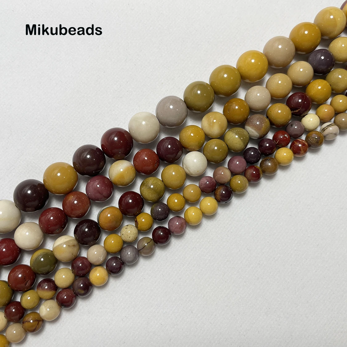 Wholesale Natural Moukaite Stone Mix Color Smooth Round Loose Bead 15