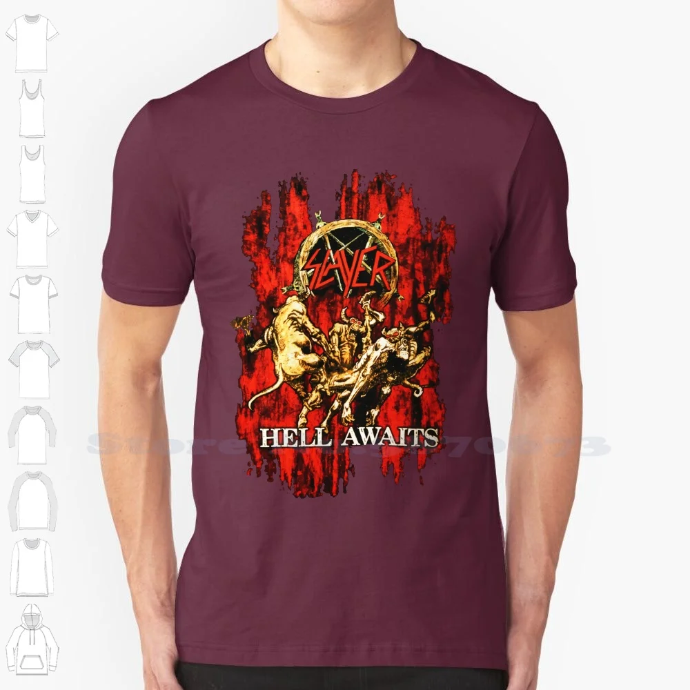 Top Quality Cotton Casual Men T Shirts Men Hell Awaits Blood Men's Black T Shirt