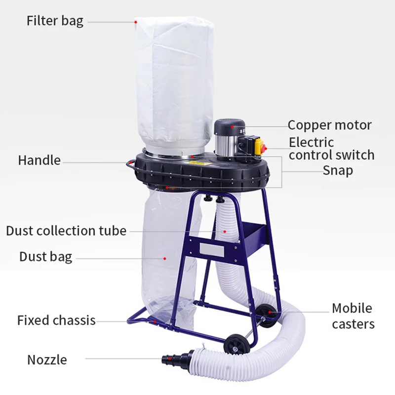 FS-C750 Công Nghiệp Túi Hút Bụi Gỗ Bụi Bụi Thu Thập Thiết Bị Di Động Máy Hút Bụi Phân Cách ExtractorA1-91