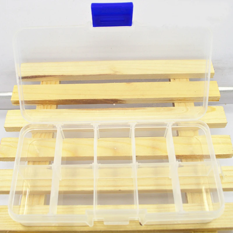 

Adjustable 10 Compartment Transparent Plastic Storage Box Jewelry Earring Case small objects