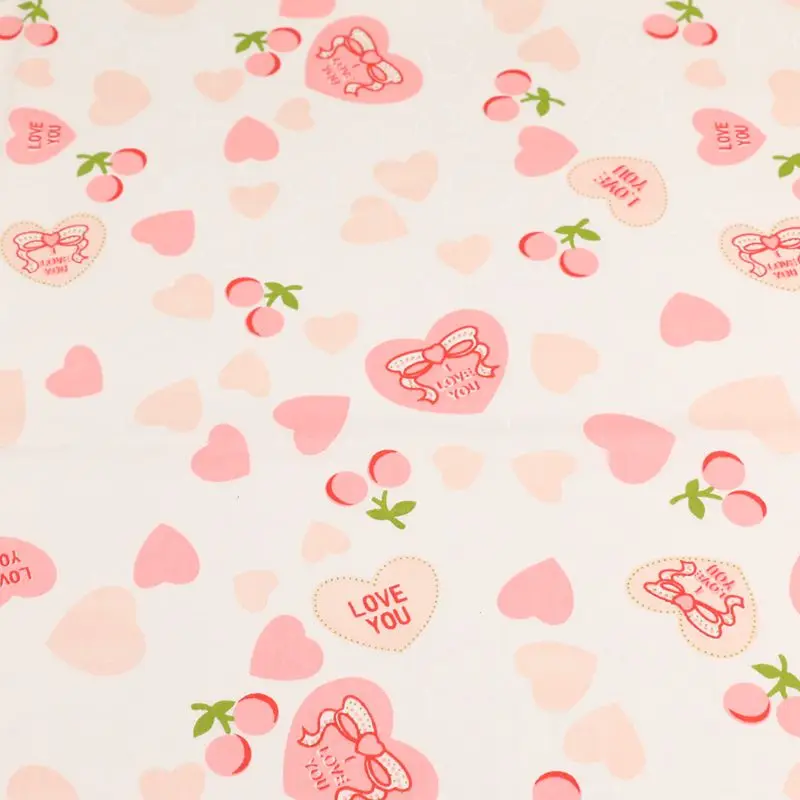 Pink Girl Dress Fabric Cartoon Heart Peach 100% Cotton  Twill Textile For Sewing Clothes Dresses Accessories By Half Meter