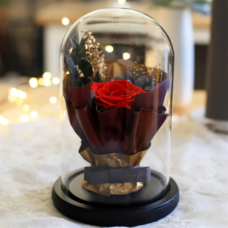 2sets/pack 12*18cm Black Base Glass Dome Vase Home Decoration Transparent Cake Cover DIY Wedding Favor Gift