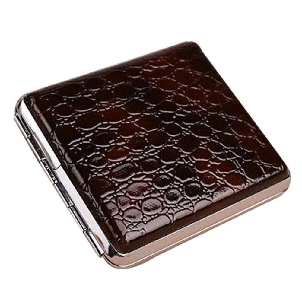 Retro Leather & Metal Cigarette Box Pouch Case Holder Tobacco Storage Container