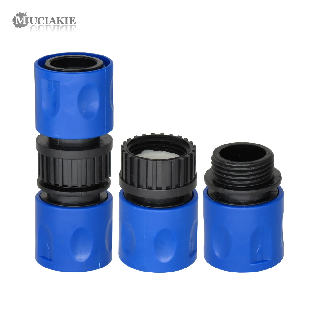 MUCIAKIE Blue Garden Quick Connector Tubing Hose Fast Coupling Adaptor 16mm Equal Connector 3/4'' Threaded Joints