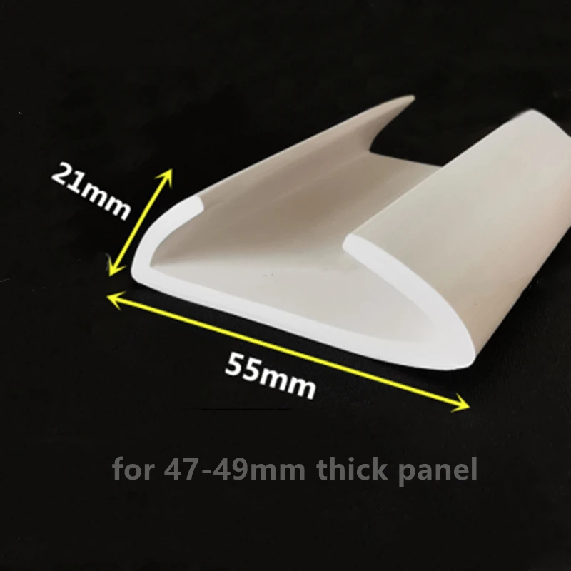 Rubber Sealing U Strip 21x55x21mm for 47-49mm thick Glass Metal Car Wood Panel Board Edge Encloser Shield White