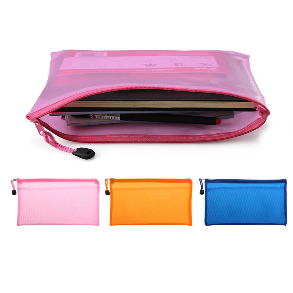 A6 Size Zipper File Bags Waterproof Mesh File Folders Waterproof Double Layer Storage Bags, Document Pouch For Office School