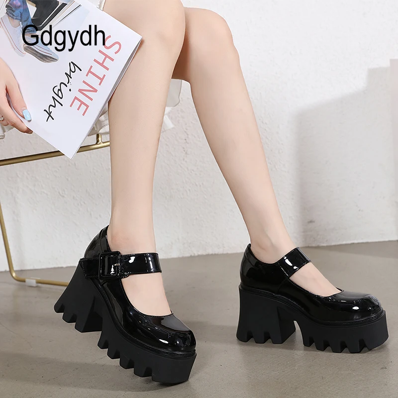 Gdgydh High Quality Rubber Sole Japanese Style Platform Lolita Shoes Women Patent Leather Vintage Soft Sister Girls Shoes School