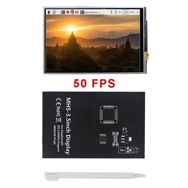 3.5 Inch Raspberry Pi 4 Touch Screen 320x480 SPI LCD 5 50 FPS Display + ABS Case+ Cooling Fan for Raspberry Pi 4 Model B/3B+/3B