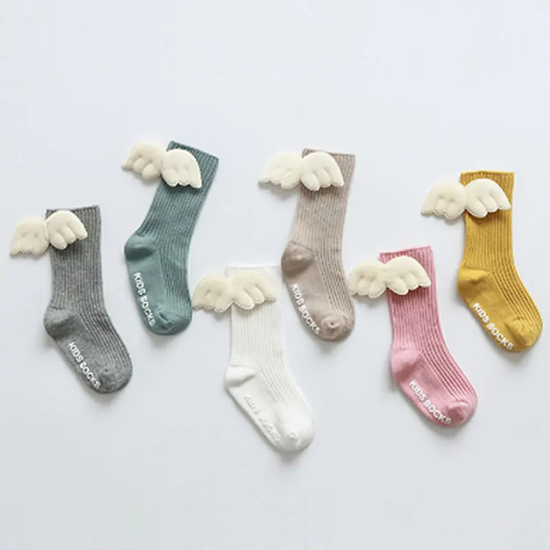 Wings thin cotton newborn baby socks boy girl round neck socks children loose summer lovely children\'s waist socks