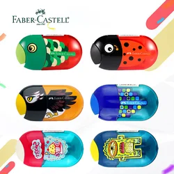 FABER-CASTELL Cartoon Pencil Sharpener Creative Double Hole Mechanical Pen Knife with Eraser Kawaii Animal Stationery Supplies