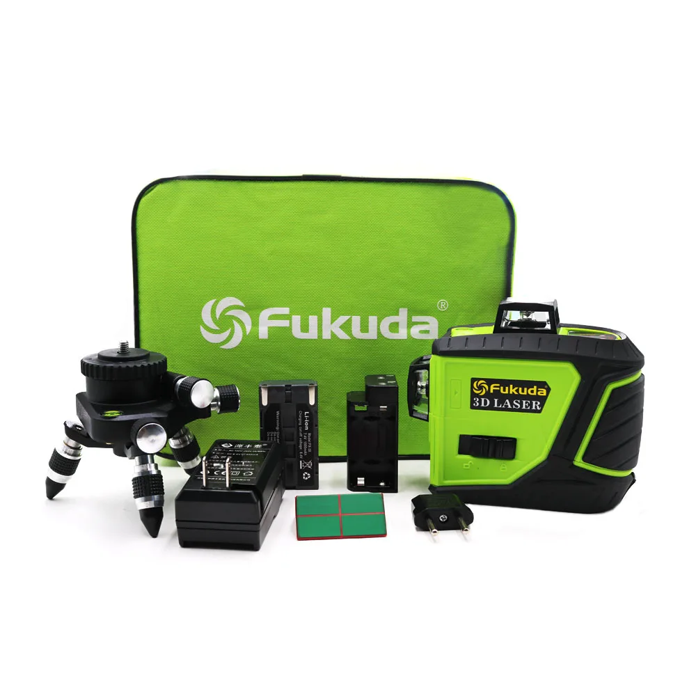 Fukuda 12 Line 3D laser level 360 Vertical And Horizontal Self-leveling Cross Line Green beam Laser Level