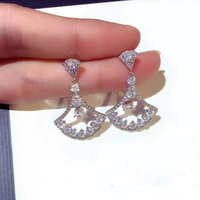 Classical Jewelry 925 Sterling Silver Pave White AAAAA Cubic Zircon Drop Earring Women Party Dangle Earring For Lovers' Gift