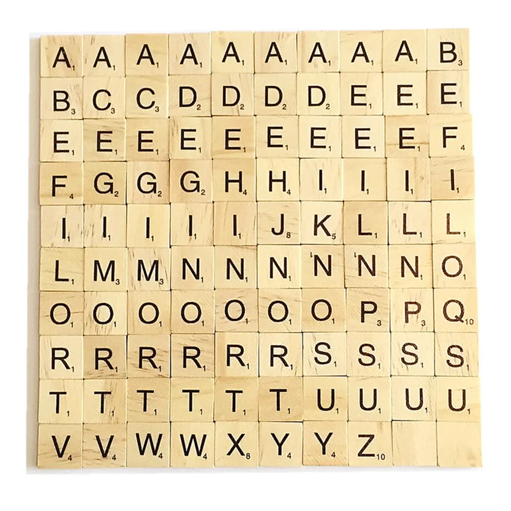 100PCS/SET Wood letter Tiles with Black Letter & Number, Wooden Alphabet,Promotion craft,wood educational toy