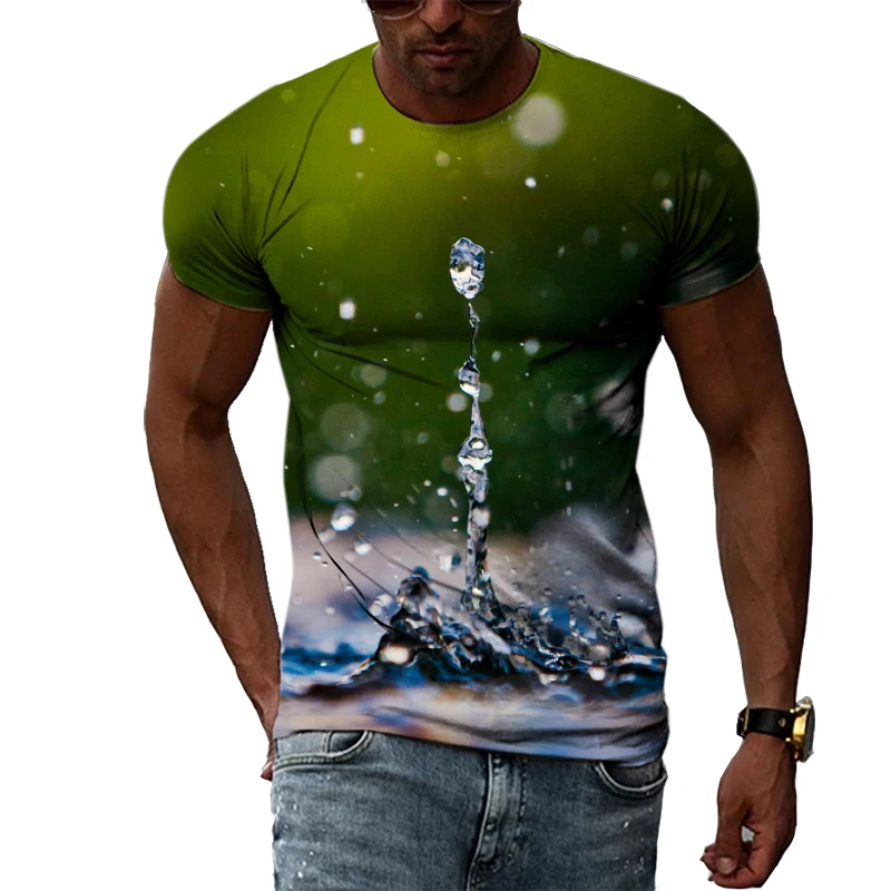 Fashion 3D Drops of Water graphic t shirts For Men Summer Casual Interesting Print T-shirts Hip Hop Harajuku Trend Cool blouse