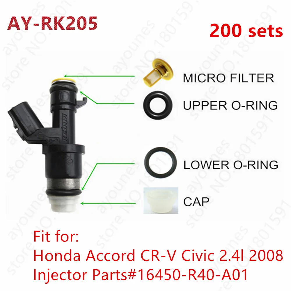 Free Shipping 200sets/800pcs For Honda Accord K24 2008-2012 Fuel Injector Repair Kits For Parts #16450 R40 A01 For AY-RK205