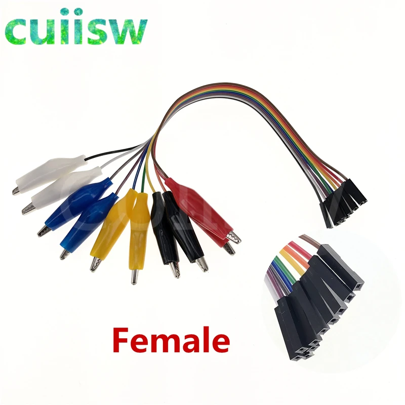 20 سنتيمتر 30 سنتيمتر 10pin مزدوجة نهاية التمساح كليب الانتقال سلك الذكور الإناث التمساح كليب اختبار الرصاص سلك توصيل معزز خط كابل اتصال ذاتي الصنع