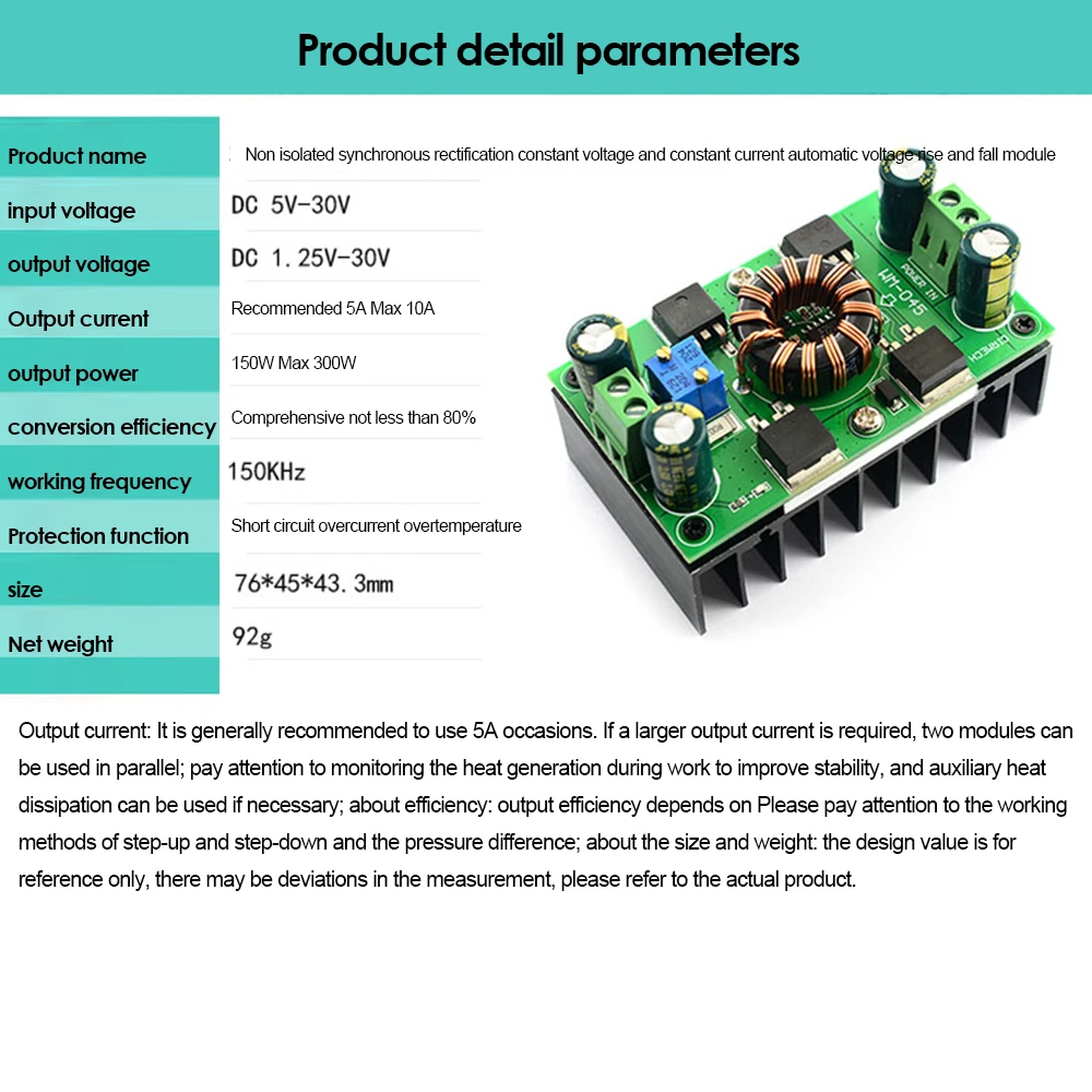 300W DC-DC Max 10A Automatic Step Up Step Down Boost Buck Converter 5V-30V to 1.25-30V Power Supply Module Voltage Regulator