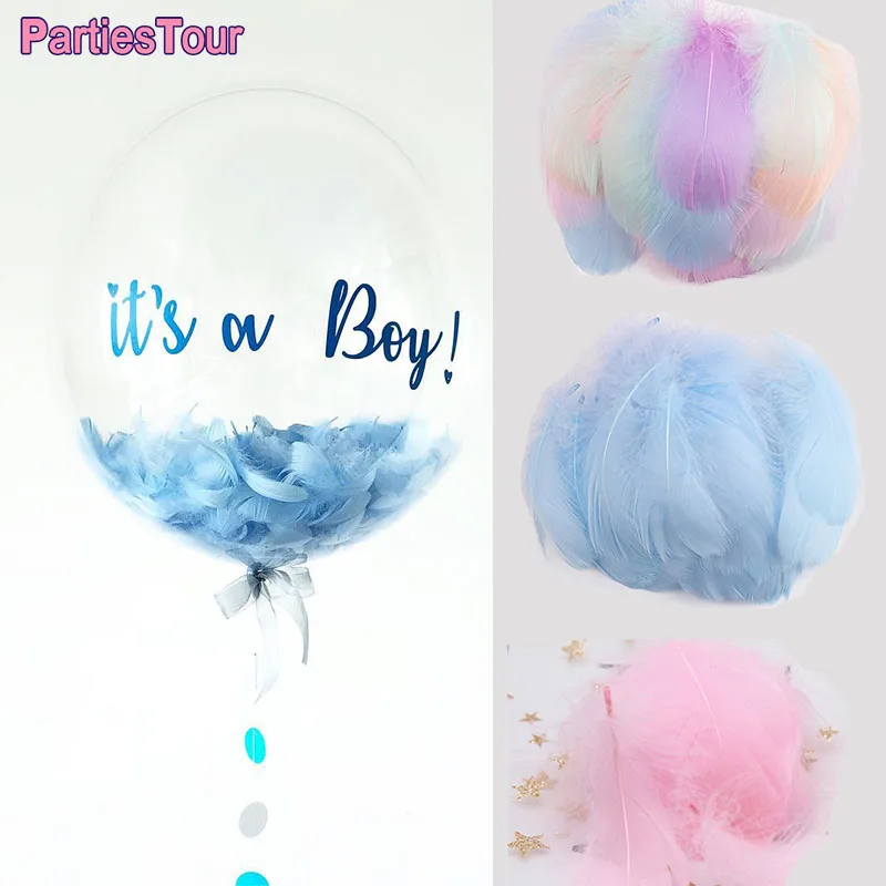 Baby Shower Decorations Its a Boy Girl Colour Feather For Bobo Balloon Transparent Bubble Ball Come Home Christmas In Door Decor