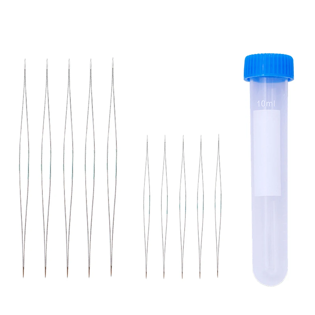 10Pcs 2 Sizes Big Eye Beading Needle Hand Household Sewing DIY Beaded Needles Collapsible Beading Pins Open Needles for Jewelry